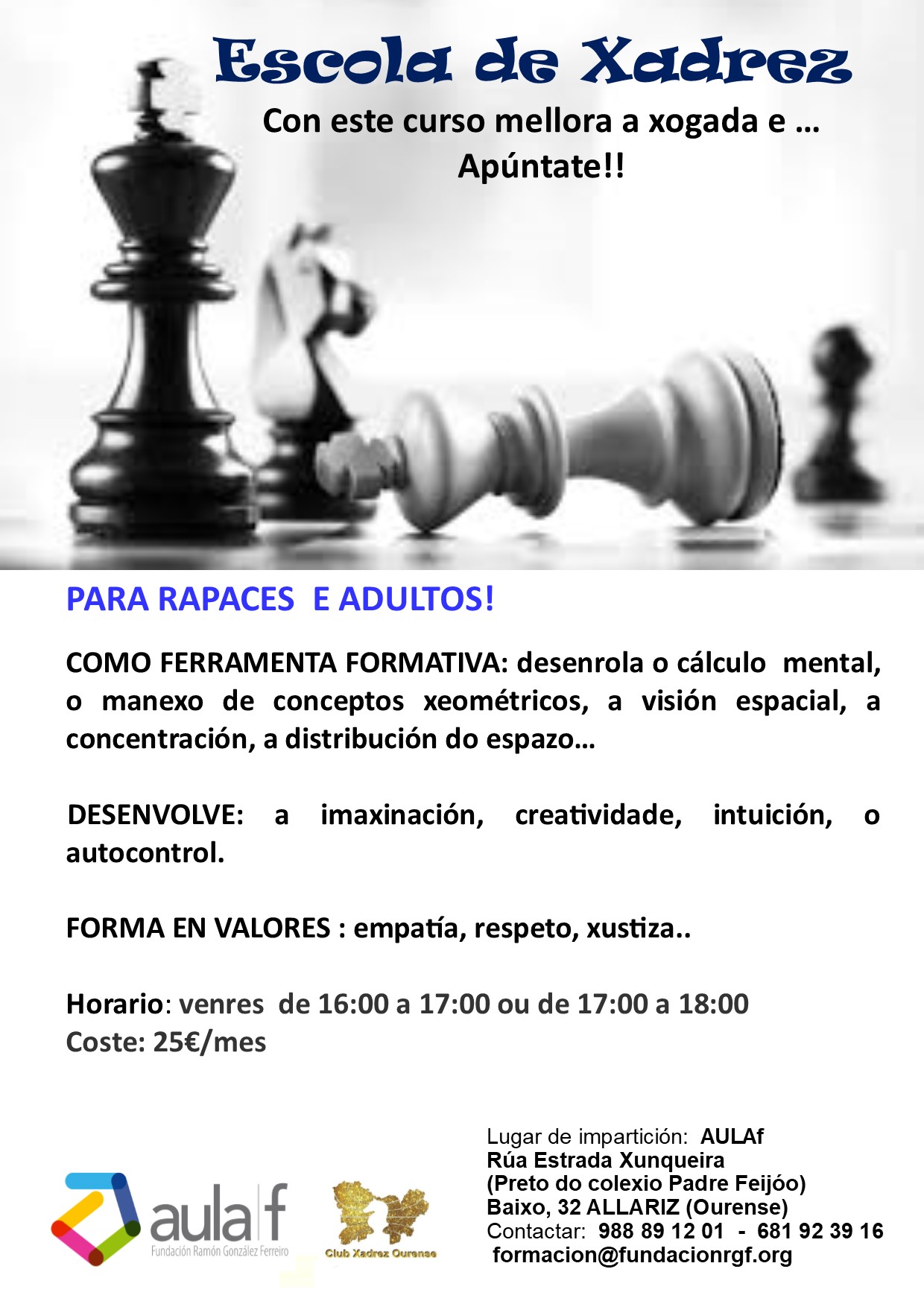 Curso de Xadrez Cartel - Fundación Ramón González Ferreiro